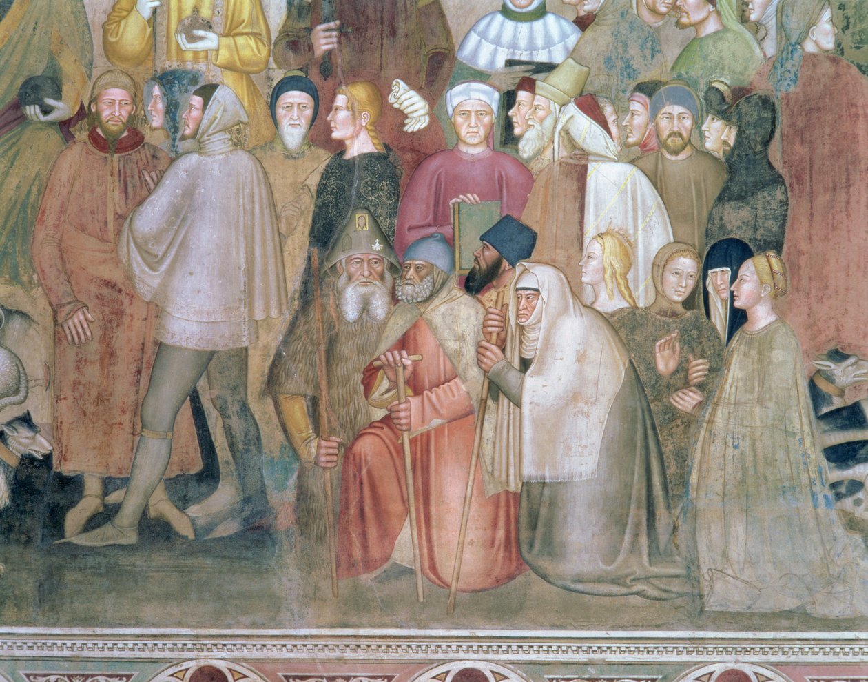 Kościół wojujący i triumfujący, detal, z kaplicy hiszpańskiej, ok. 1369 autorstwa Andrea di Bonaiuto