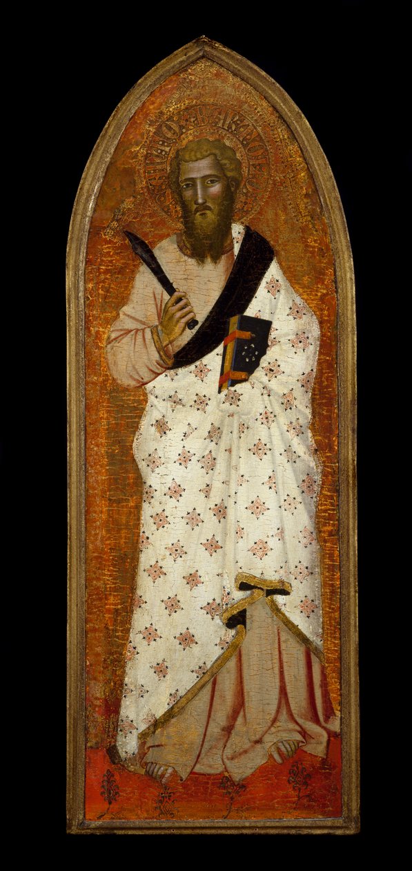 Św. Bartłomiej, ok. 1360-65 (tempera i złoty liść na desce) autorstwa Andrea di Bonaiuto fl.1343 77 Andrea di Bonaiuto fl.1343 77