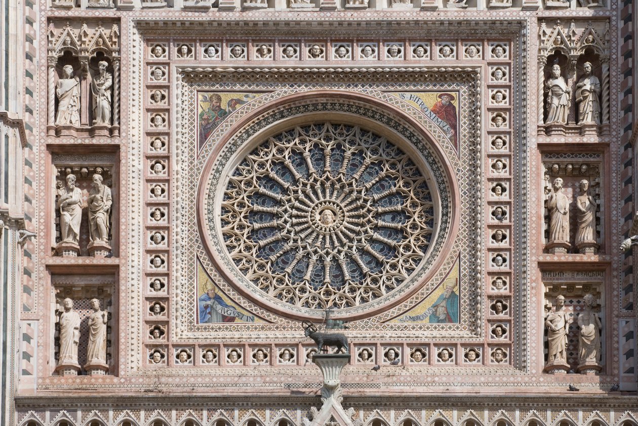 Rozeta, Katedra Santa Maria Assunta, Orvieto, Umbria, Włochy autorstwa Andrea di Cione Orcagna