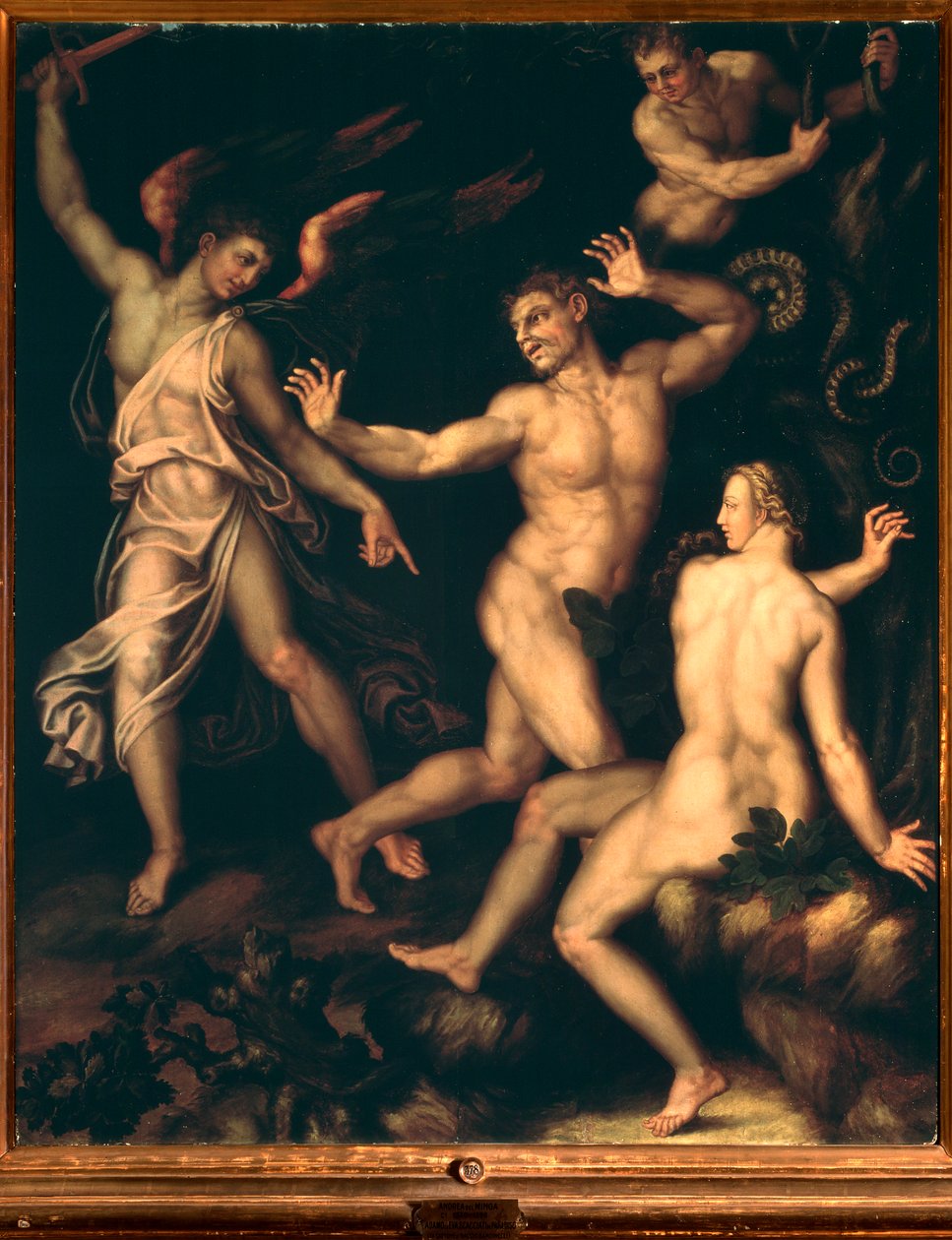 Adam i Ewa wygnani z raju (malarstwo) autorstwa Andrea di Mariotto del Minga