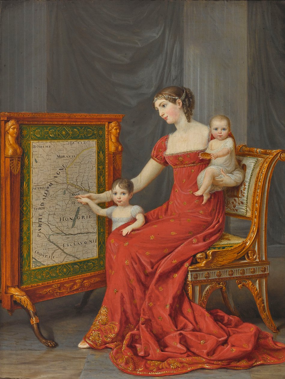 Księżniczka Augusta Bawarska (1788-1851), księżna Leuchtenberg, z córkami Joséphine i Eugénie autorstwa Andrea the Elder Appiani