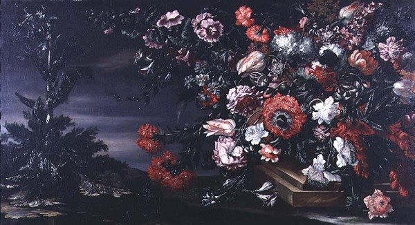 Martwa natura z kwiatami w kamiennym wazonie autorstwa Andrea the Elder Scacciati