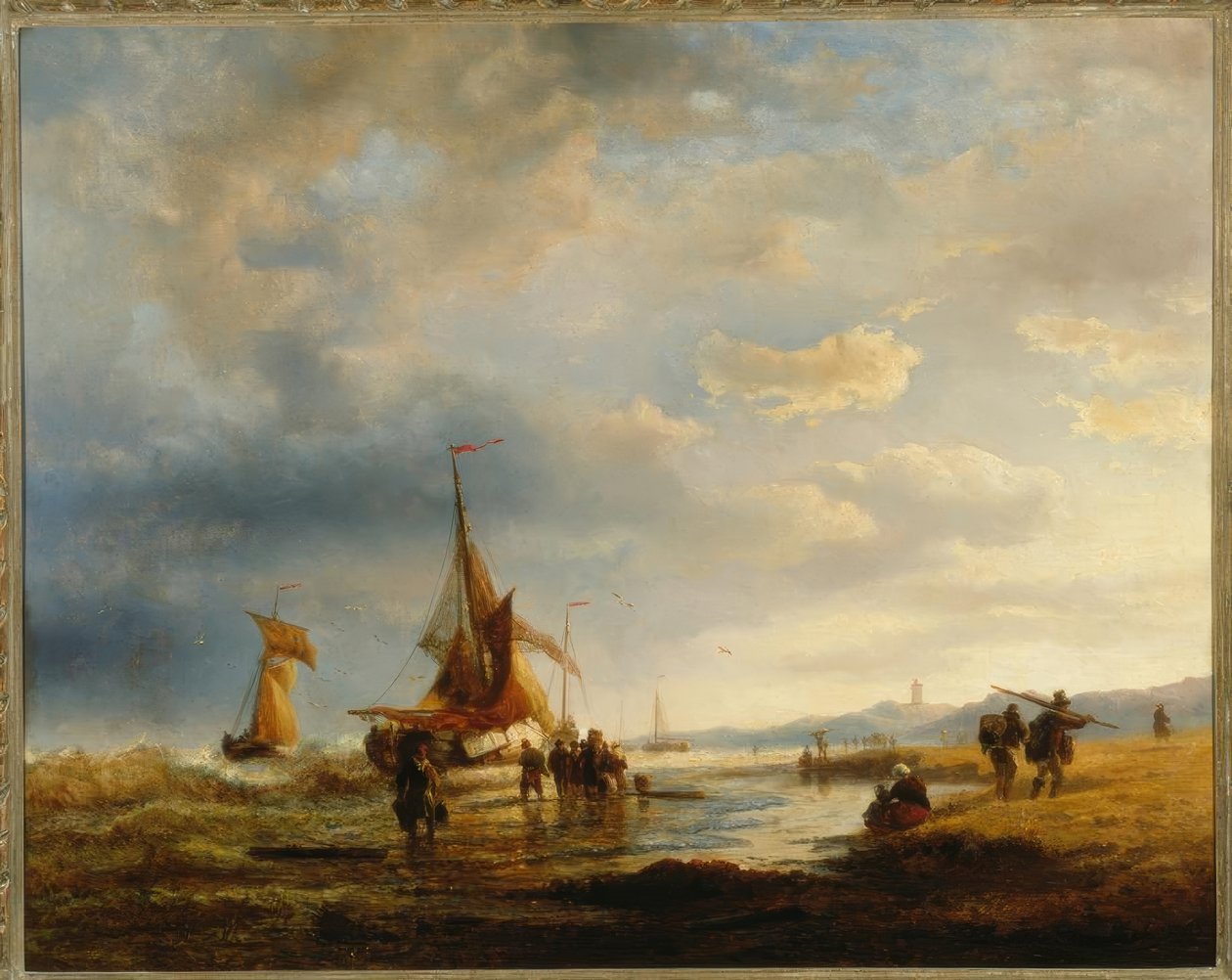 A.Achenbach, rybak na plaży autorstwa Andreas Achenbach