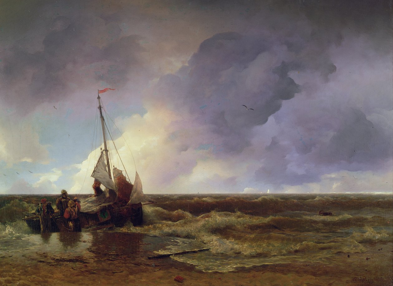 Przybijanie do brzegu autorstwa Andreas Achenbach