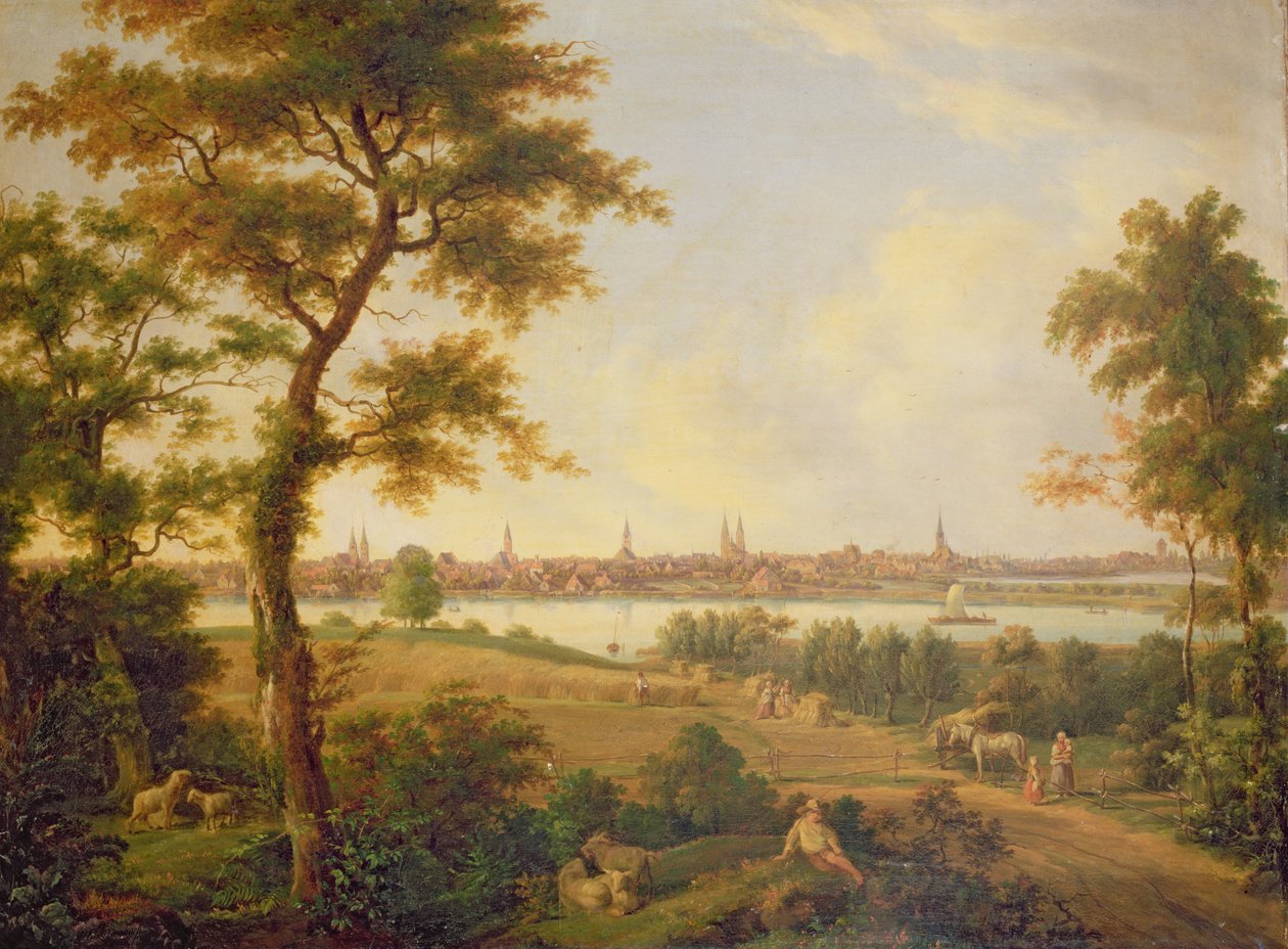 Widok Lubeki, 1869 autorstwa Andreas Achenbach