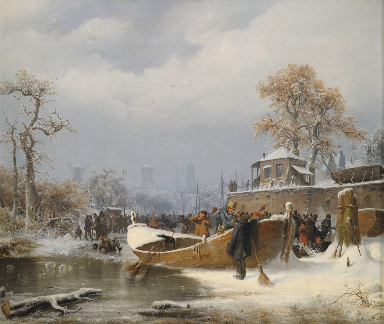 Zimowa przystań dla łodzi autorstwa Andreas Achenbach