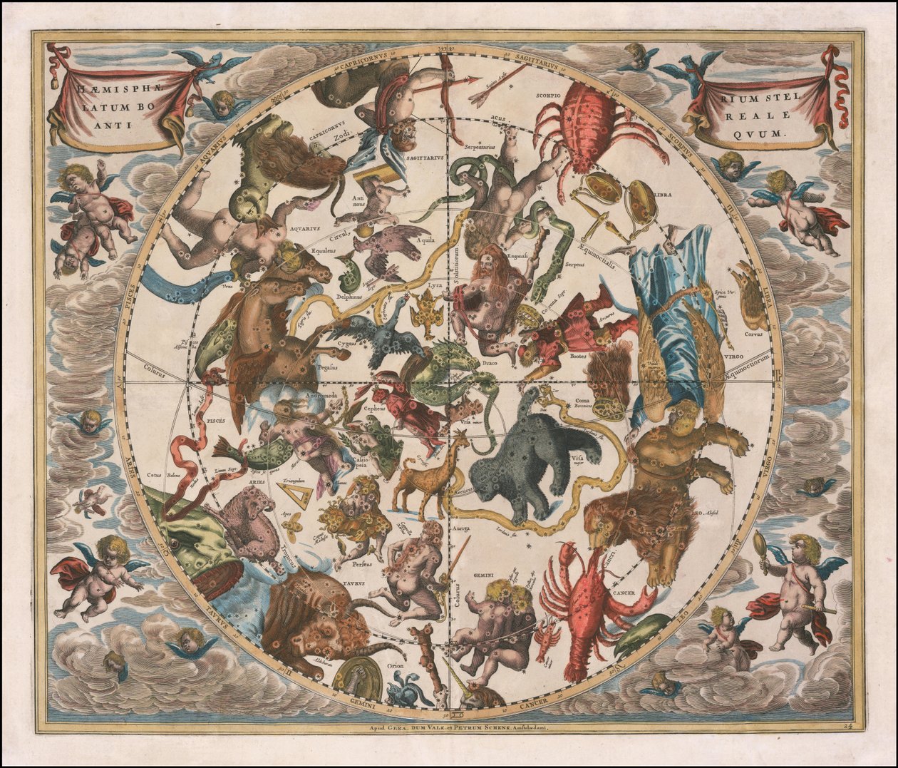 Mapa nieba z 1660 roku - Haemisphaerium Stellatum Boreale Antiquum autorstwa Andreas Cellarius