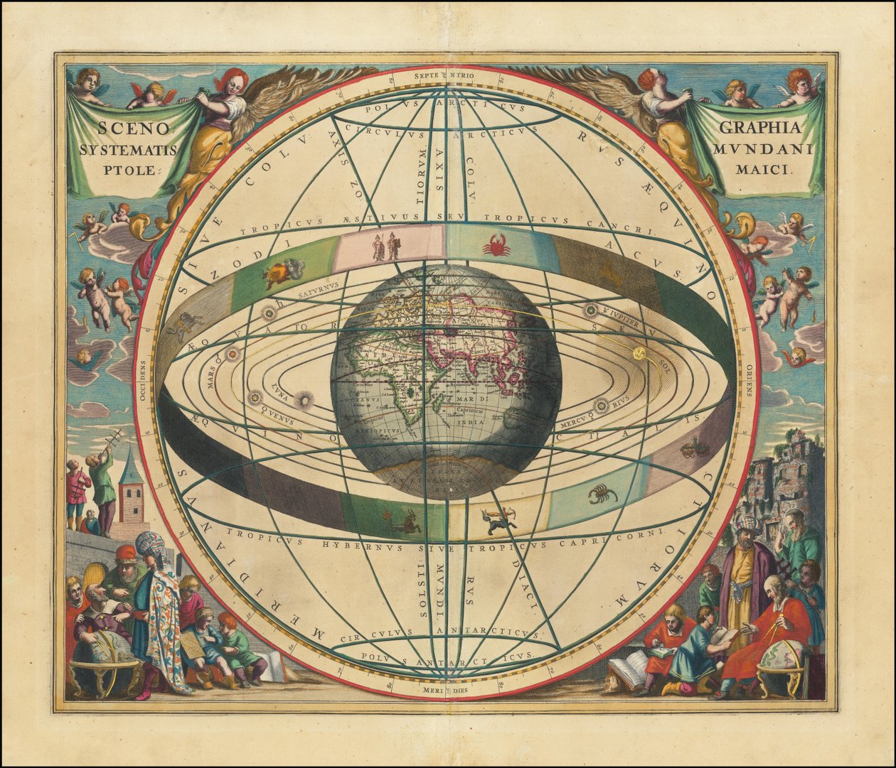 Mapa nieba z 1660 roku - Scenographia Systematis Mundani Ptolemaici autorstwa Andreas Cellarius
