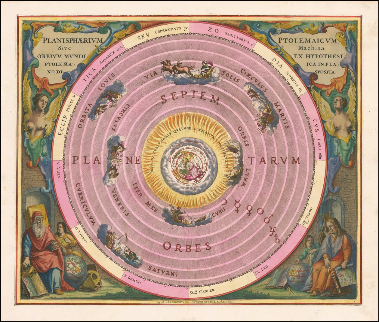 Mapa nieba z 1660 roku ilustrująca model Wszechświata Klaudiusza Ptolemeusza autorstwa Andreas Cellarius