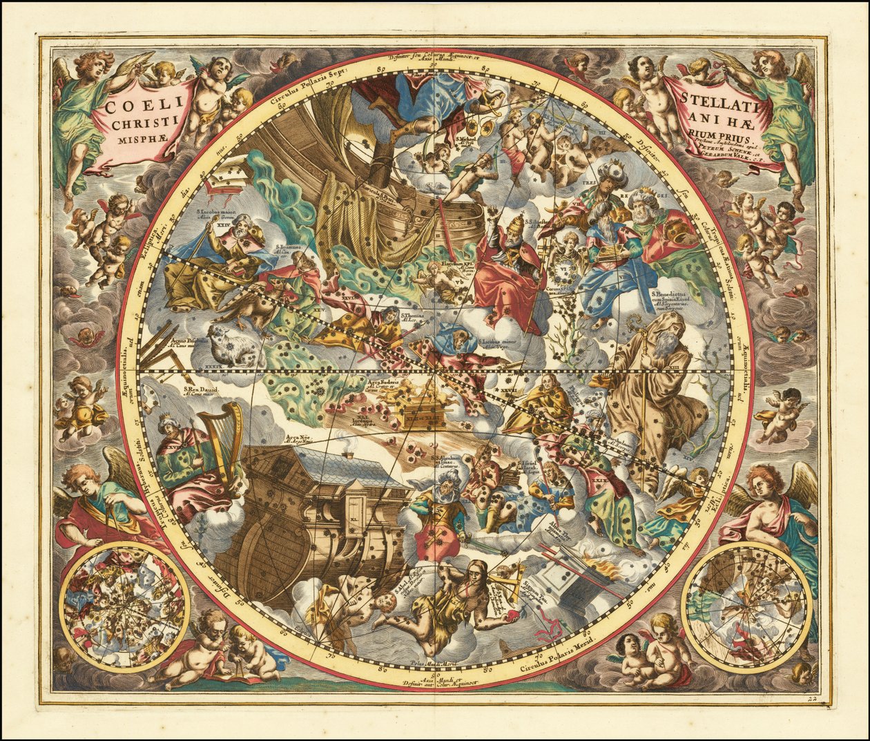 Niebiańska mapa gwiazdozbiorów według symboliki chrześcijańskiej z 1660 r. autorstwa Andreas Cellarius