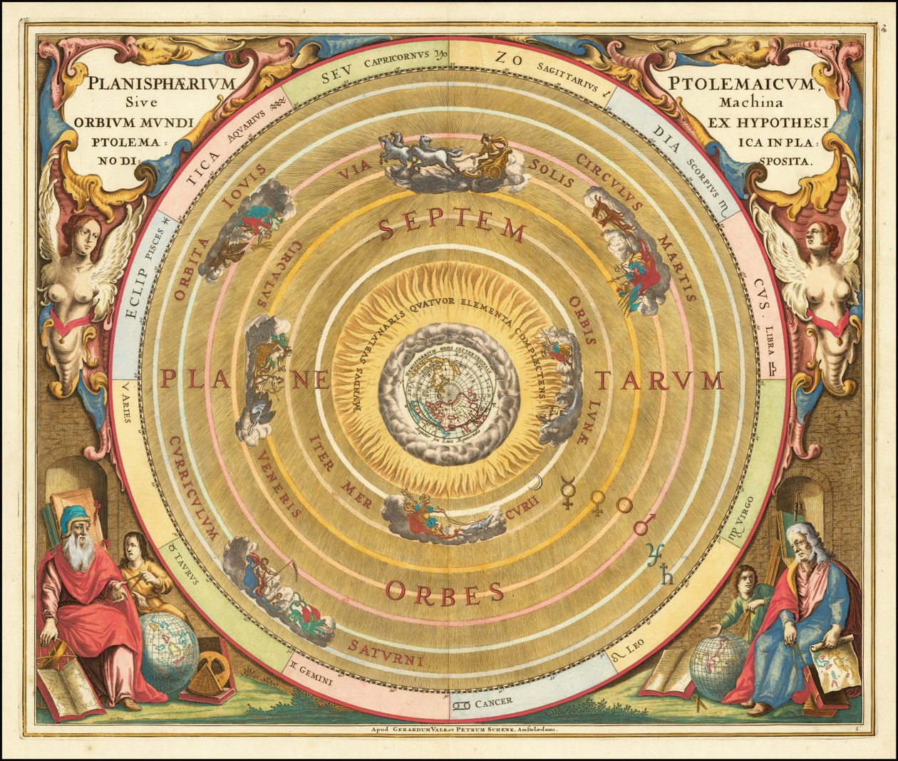 Ilustracja geocentrycznego modelu Wszechświata Klaudiusza Ptolemeusza z 1660 r. autorstwa Andreas Cellarius