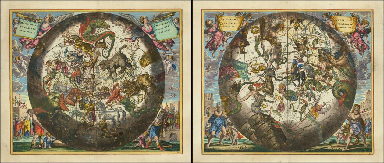 Haemisphaerium Stellatum Boreale Cum Aequali Sphaerarum Proportione - Haemisphaerium Stellatum Australe Cum Aequali Sphaerarum Proportione autorstwa Andreas Cellarius