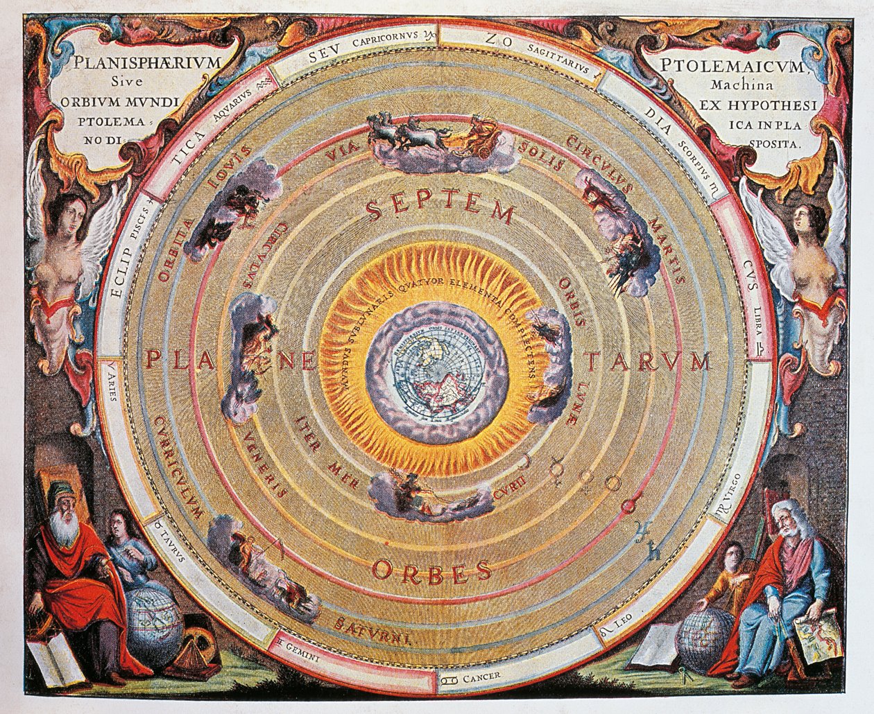 Mapa świata, studium Ziemi na podstawie teorii Ptolemeusza autorstwa Andreas Cellarius
