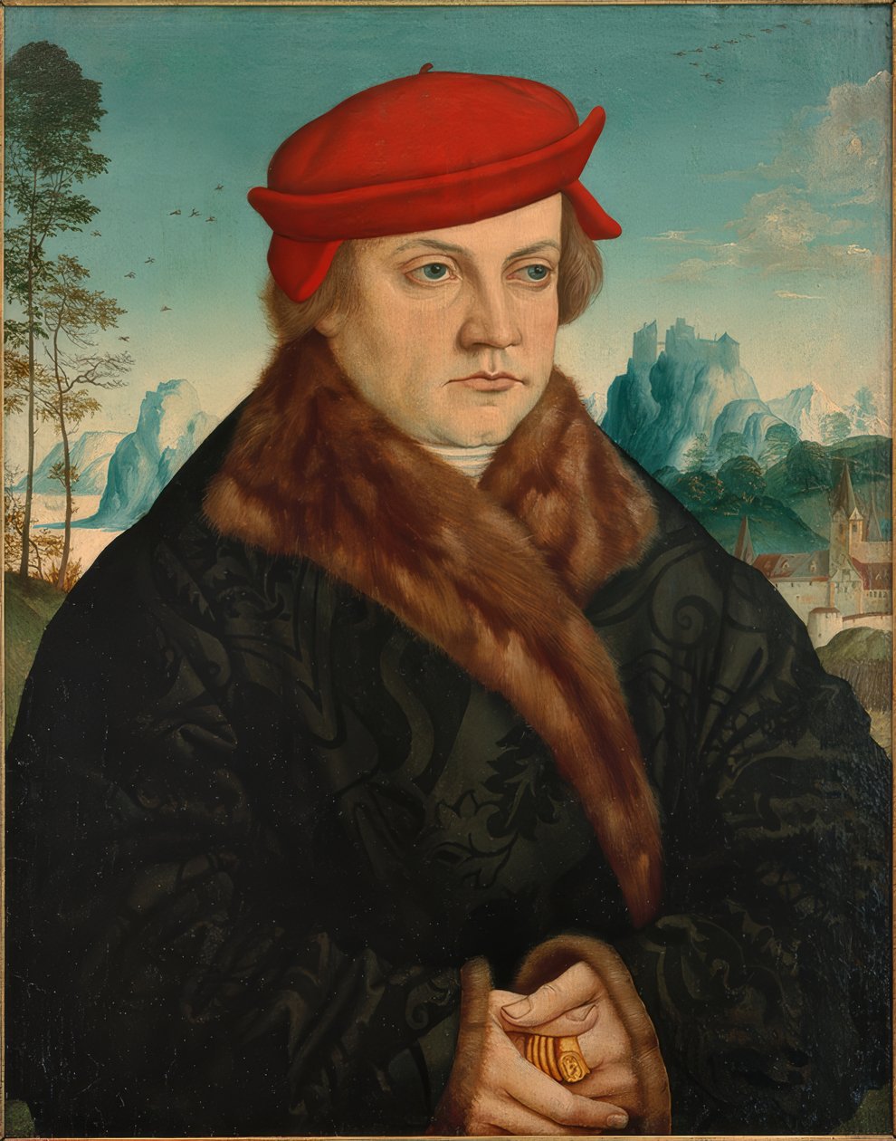 Portret mężczyzny w czerwonym berecie autorstwa Andreas Haider