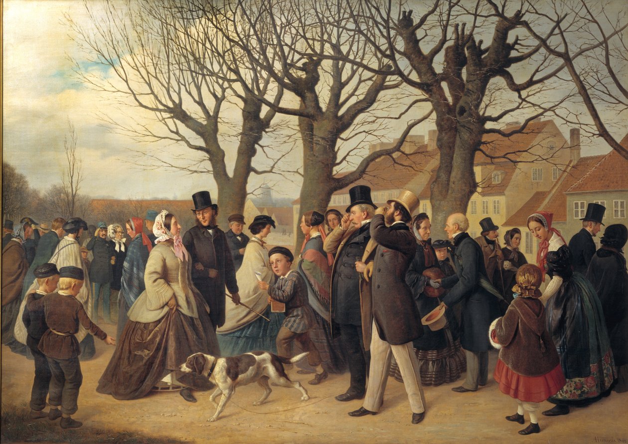 Promenada na murach obronnych Kopenhagi w wiosenny wieczór świąteczny autorstwa Andreas Herman Hunæus