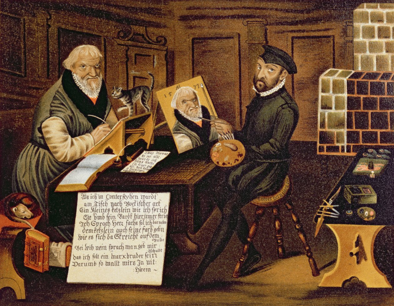 Artysta przy pracy malującej Hansa Sachsa (1494-1576) autorstwa Andreas Herneyssen