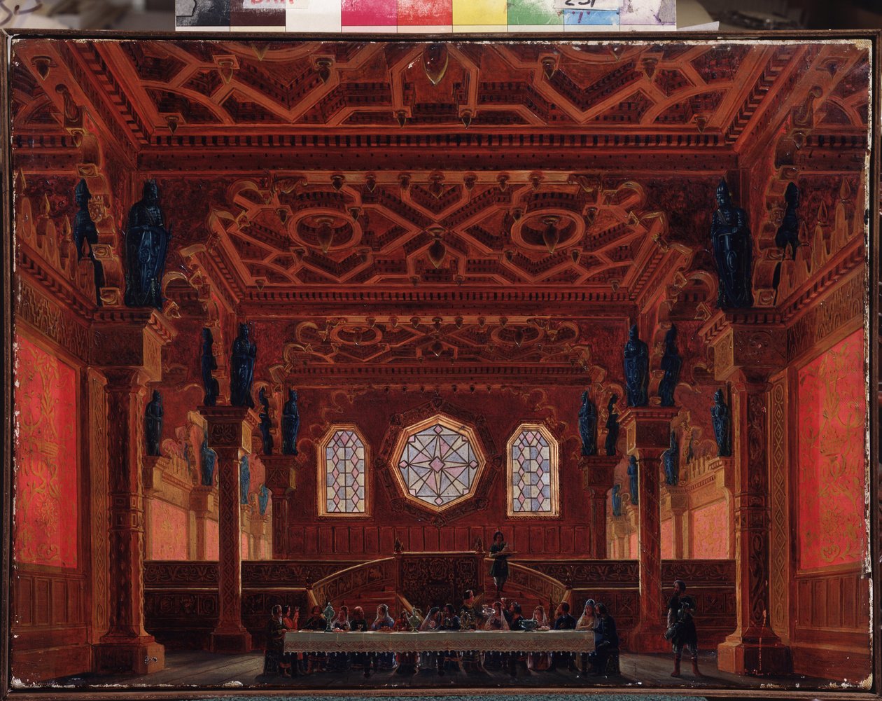 Scenografia do opery Rusłan i Ludmiła M Glinki (Scenografia do opery Rusłan i Ludmiła M Glinki) - Obraz Andreas Leonhard Roller (1805-1891), olej na płótnie autorstwa Andreas Leonhard Roller