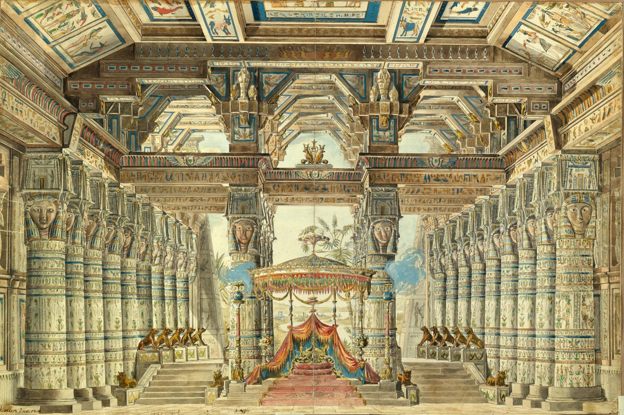 Scenografia do baletu Cezar w Egipcie autorstwa G. Haendla, 1834 autorstwa Andreas Leonhard Roller