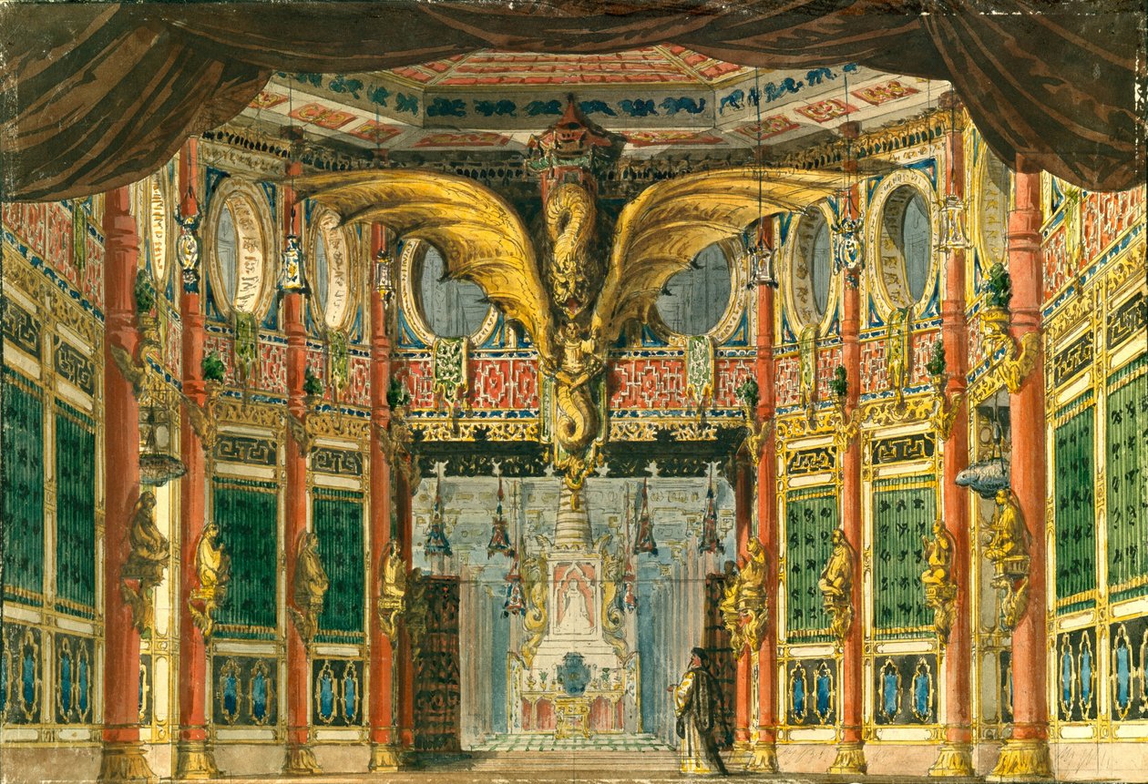 Scenografia do opery Brązowy koń D. Aubera, 1837 autorstwa Andreas Leonhard Roller