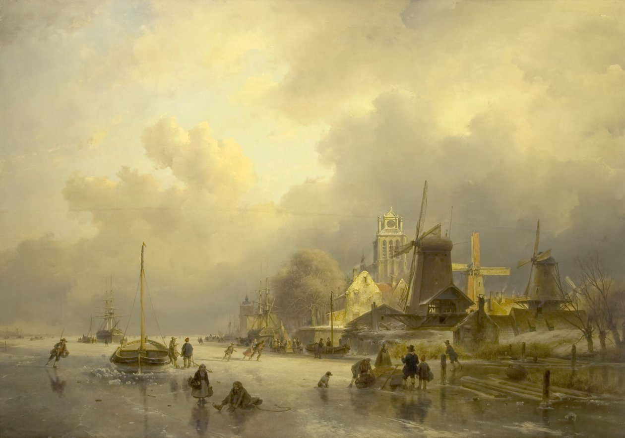 Widok Dortrechtu, Tartak, 1843 autorstwa Andreas Schelfhout