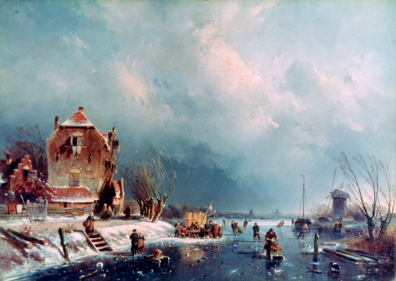 Zamarznięta rzeka, 1787-1870 autorstwa Andreas Schelfhout