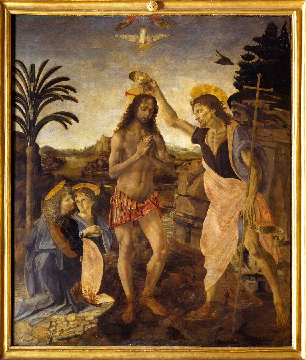 Chrzest Chrystusa autorstwa Andreea & Vinci Leonardo da (1452 1519) Verrocchio