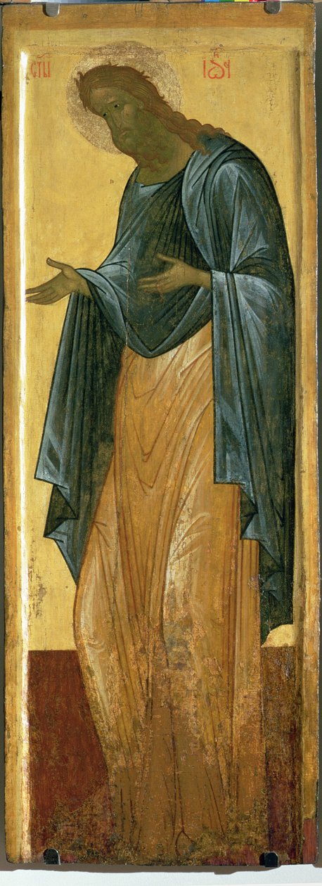 Św. Jan Poprzednik, z kondygnacji Deisis soboru Zaśnięcia NMP we Włodzimierzu (tempera na płycie) autorstwa Andrei Rublev