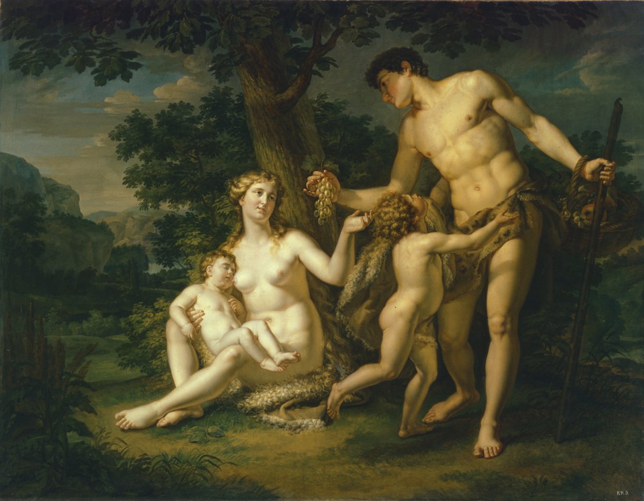 Adam i Ewa z dziećmi pod drzewem, 1803 autorstwa Andrei Ivanovich Ivanov
