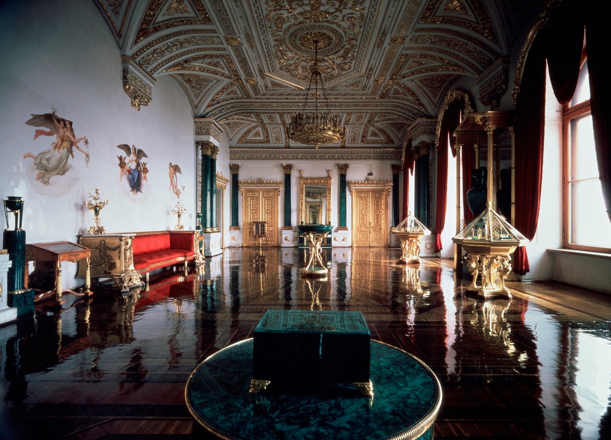 Sala Malachitowa Pałacu Zimowego, 1837-1839. autorstwa Andrei Ivanovich Stakenschneider