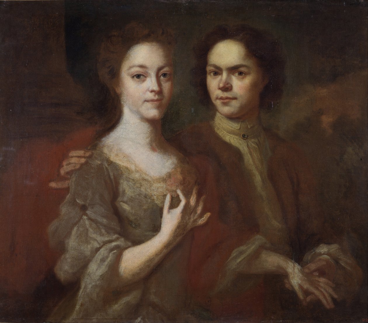 Autoportret z żoną, ok. godz. 1729 autorstwa Andrei Matveyevich Matveyev