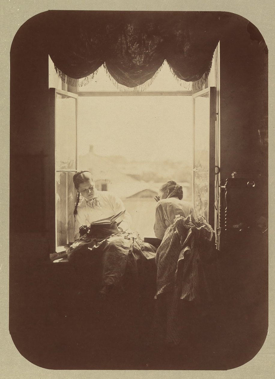 [Dwie młode kobiety przy oknie] 1870. autorstwa Andrei Osipovich Karelin