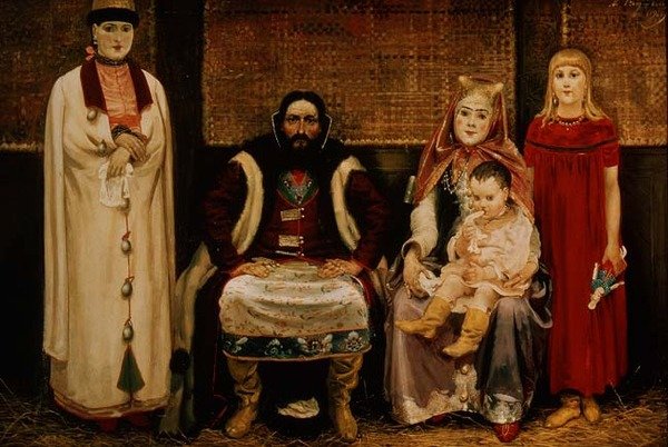 Kupiec i jego rodzina w XVII wieku autorstwa Andrei Petrovich Ryabushkin