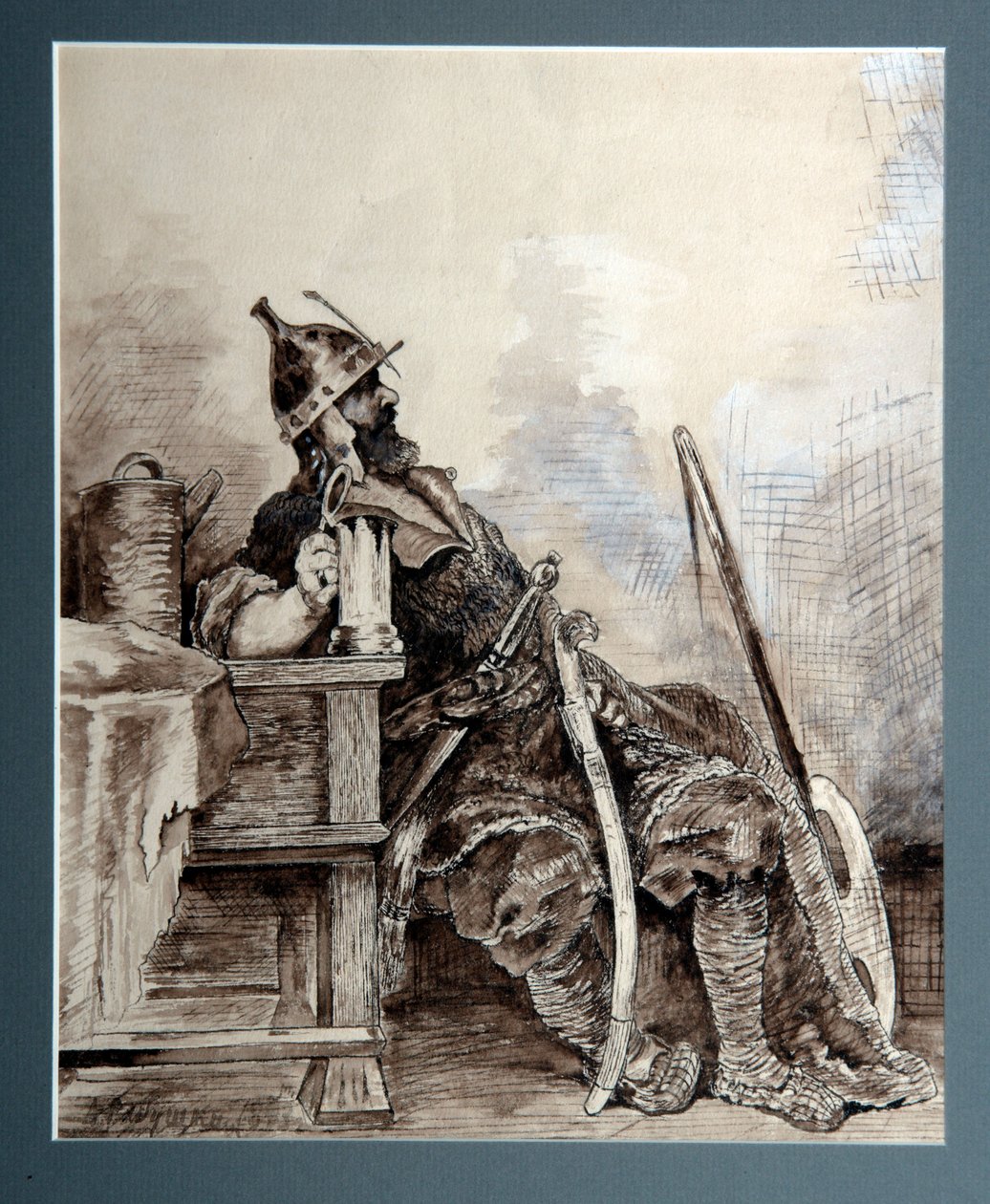 ""Representation du heros russe średniowieczny Bogatyr, błędny kawaler"" Aquarelle de Andrei Petrovich Riabouchkine (Ryabushkin) (1861-1904) 1893 Dim 29,7x26,7 cm Regionalna Galeria Sztuki, Perm autorstwa Andrei Petrovich Ryabushkin