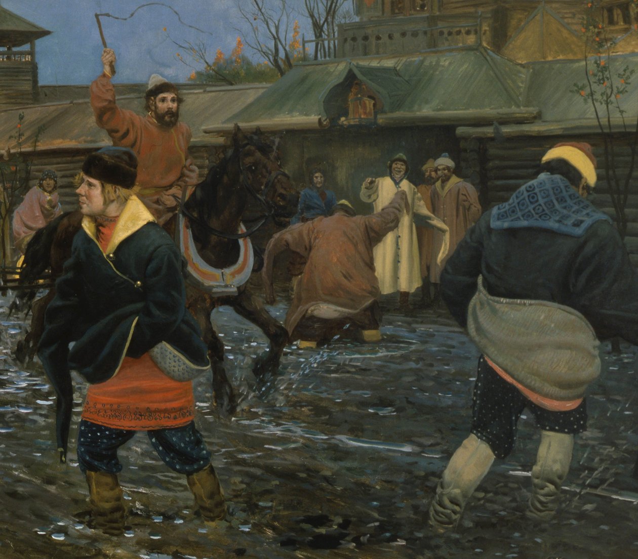 XVII-wieczna ulica moskiewska w święto państwowe autorstwa Andrei Petrovich Ryabushkin