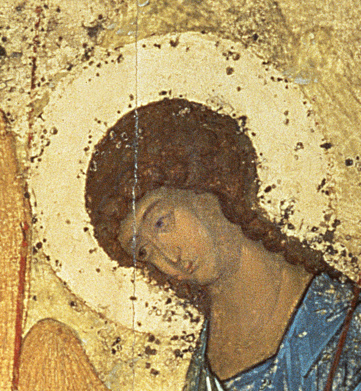 Fragment z Trójcy Świętej, lata 20. XIV wieku (tempera na panelu) (szczegół) (zob. 39517) autorstwa Andrei Rublev