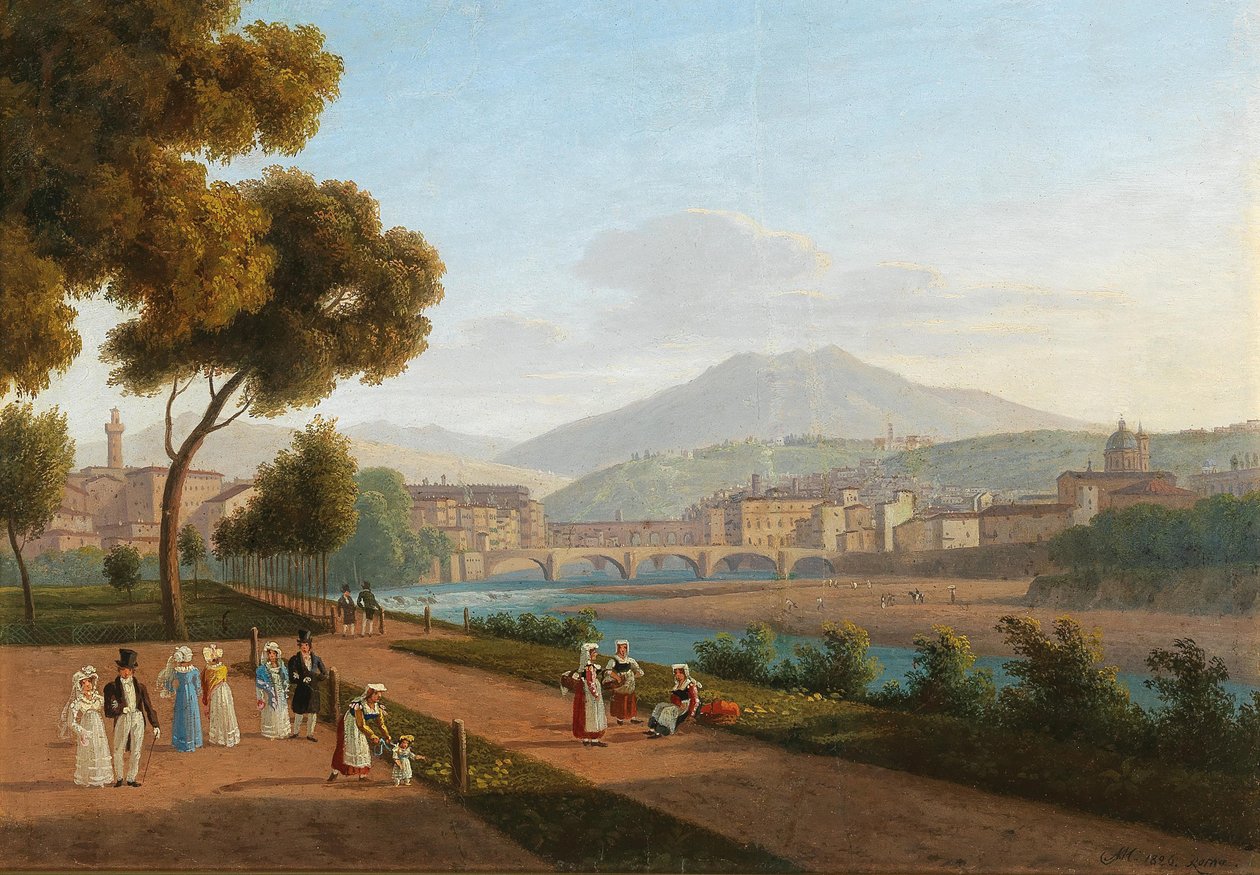 Florencja, widok na Ponte Vecchio, 1826. autorstwa Andrei Yefimovich Martynov