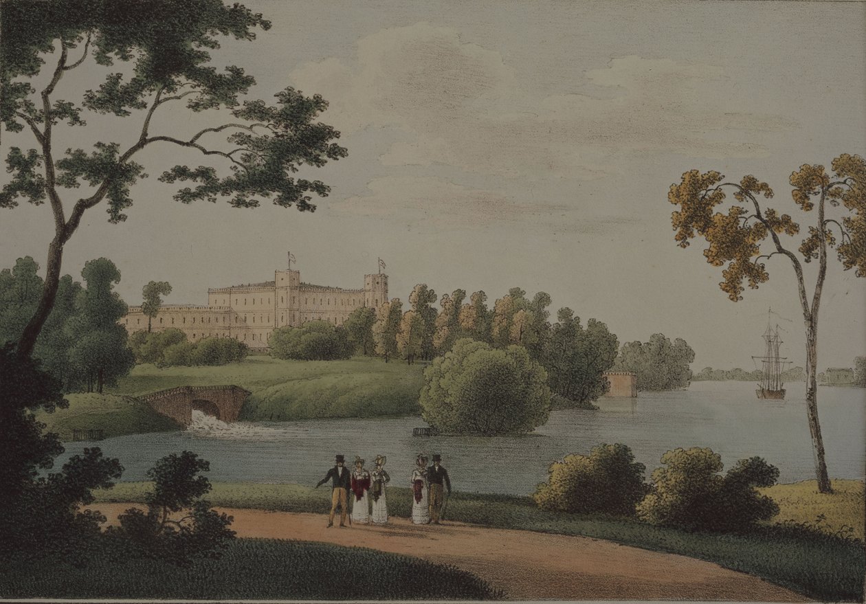 Widok na główny pałac Gatchina, 1821 autorstwa Andrei Yefimovich Martynov