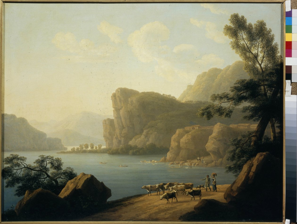 ""Widok rzeki Selenga na Syberii"" Obraz Andrieja Jefimowicza Martynowa (1768-1826) 1817 - Olej na płótnie Dim 64,3x80 cm Państwowa Galeria Tretiakowska, Moskwa autorstwa Andrei Yefimovich Martynov