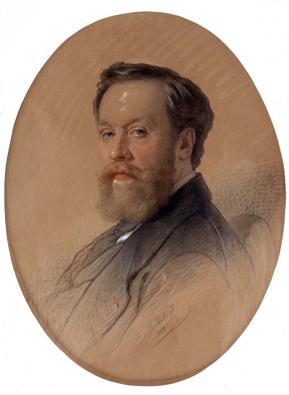 „Portret marszałka szlachty V Y Tulinow” (Portret marszałka szlachty V Y Tulinowa) Pastelowy rysunek Andrieja Belloli (1820-1881) 1868 Iwan Kramskoj Muzeum Sztuk Pięknych (lub Kramskoi) w Woroneżu (Woroneż) , Rosja. autorstwa Andrej Franzowitsch Belloli