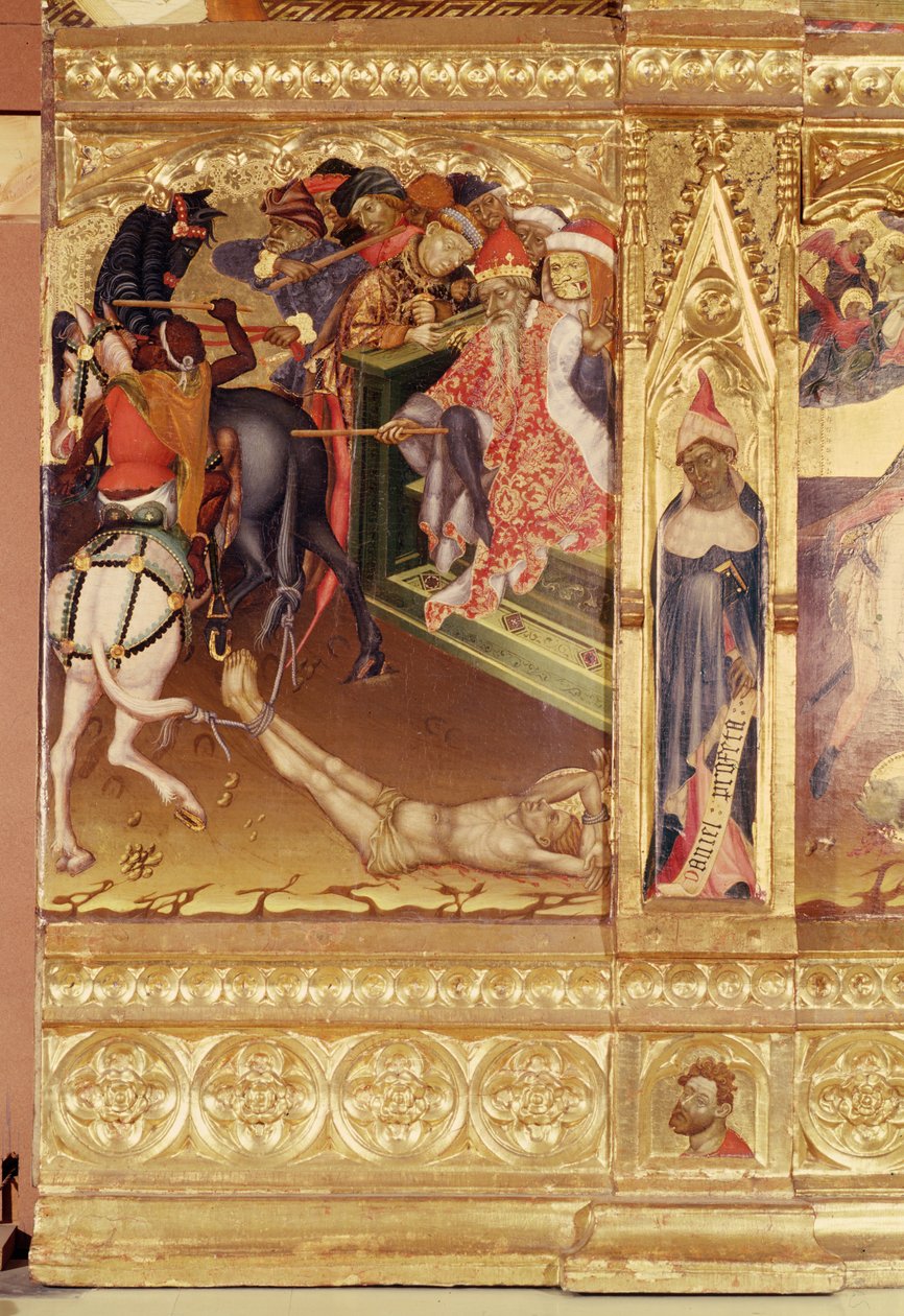 Ołtarz św. Jerzego, Walencja, ok. 1420 (tempera i złocenie na sosnowym panelu) autorstwa Andres Marcal de Sas