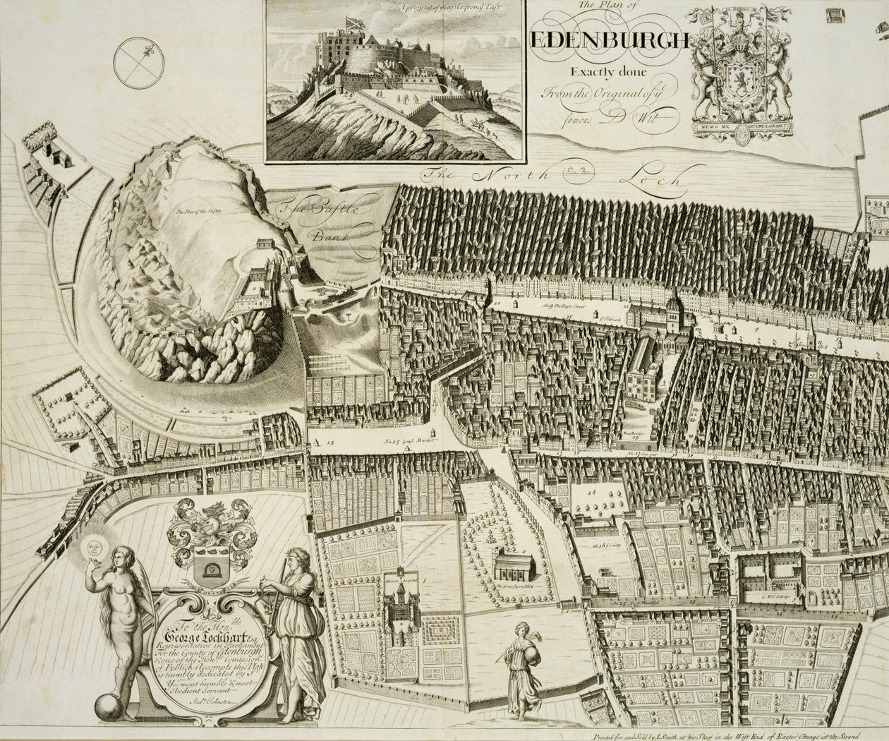Plan Edynburga, wyd. John Smith (ok.1652-1742) ok.1710 autorstwa Andrew Johnston