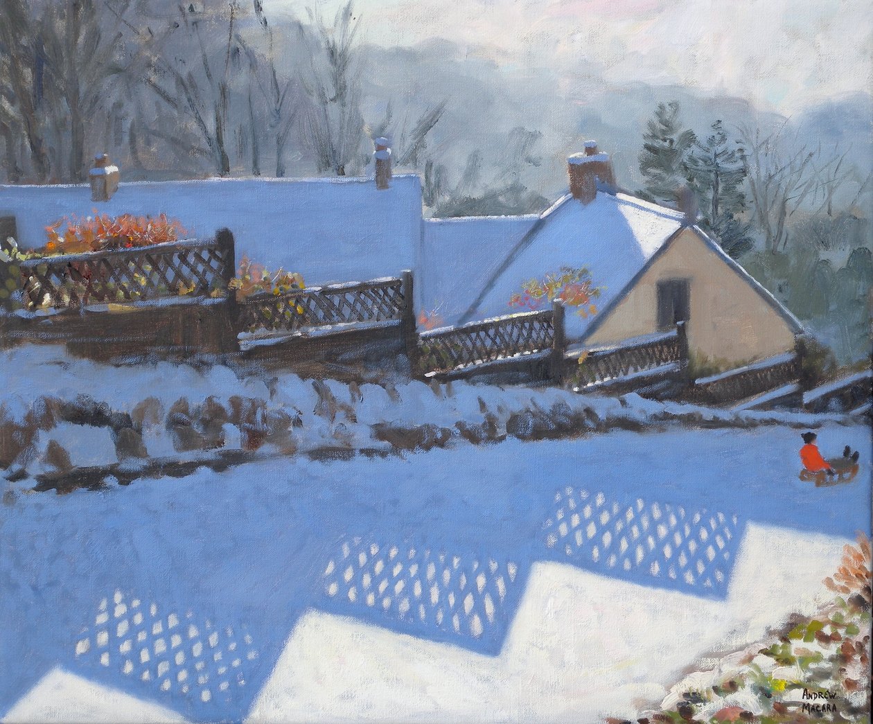Cienie ogrodzenia, 2009 (olej na płótnie) autorstwa Andrew Macara