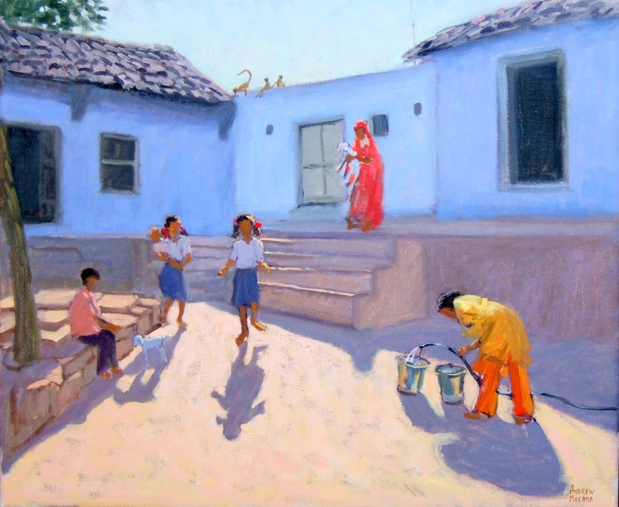 Napełnianie wiader na wodę, Radżastan, Indie autorstwa Andrew Macara