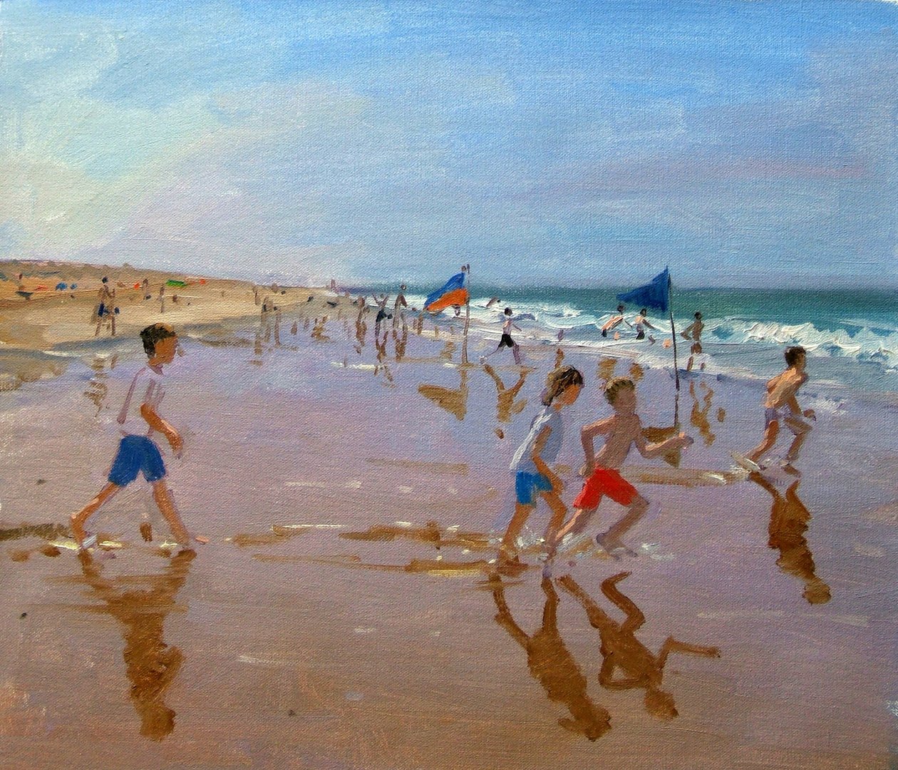Flagi i refleksje, Montalivet autorstwa Andrew Macara