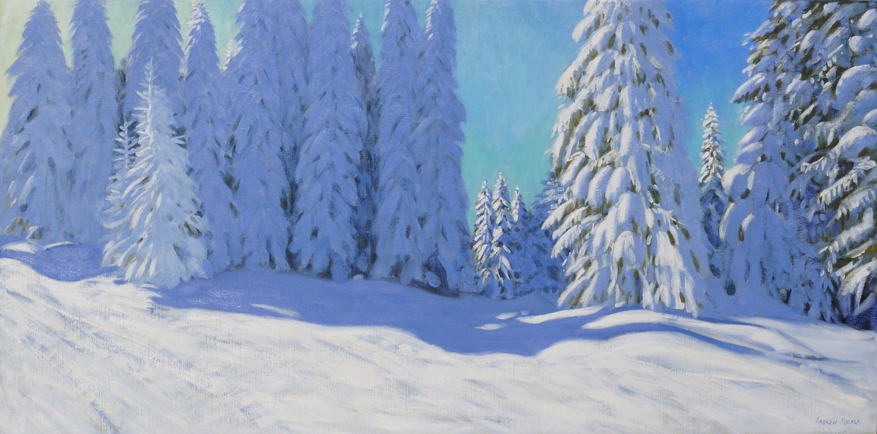 Świeży śnieg, Morzine, Francja, 2015, autorstwa Andrew Macara