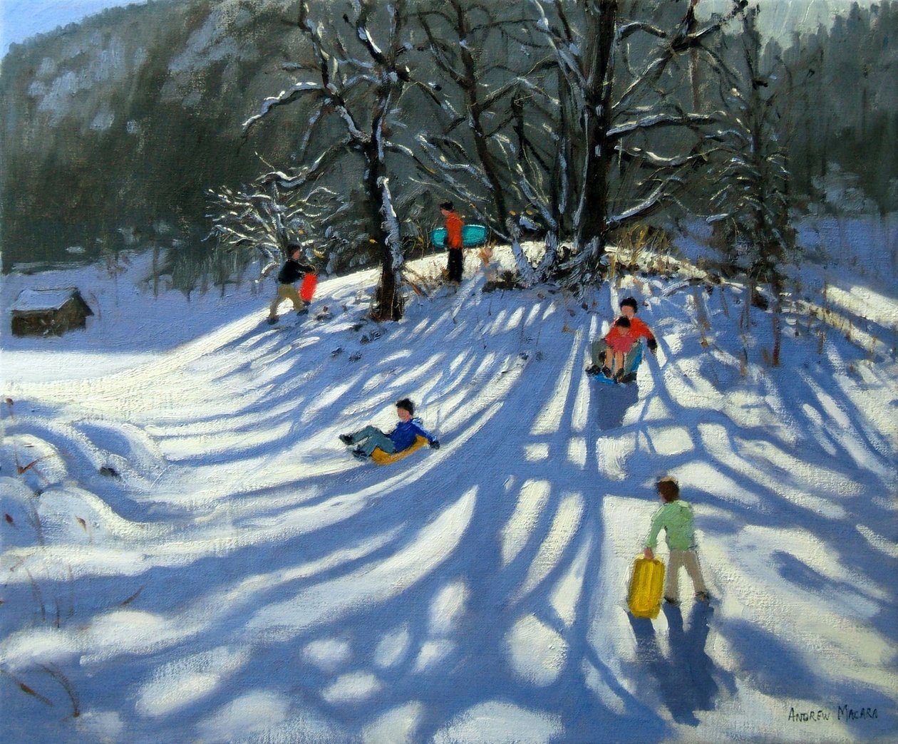 Zabawa na śniegu, Morzine, Francja autorstwa Andrew Macara