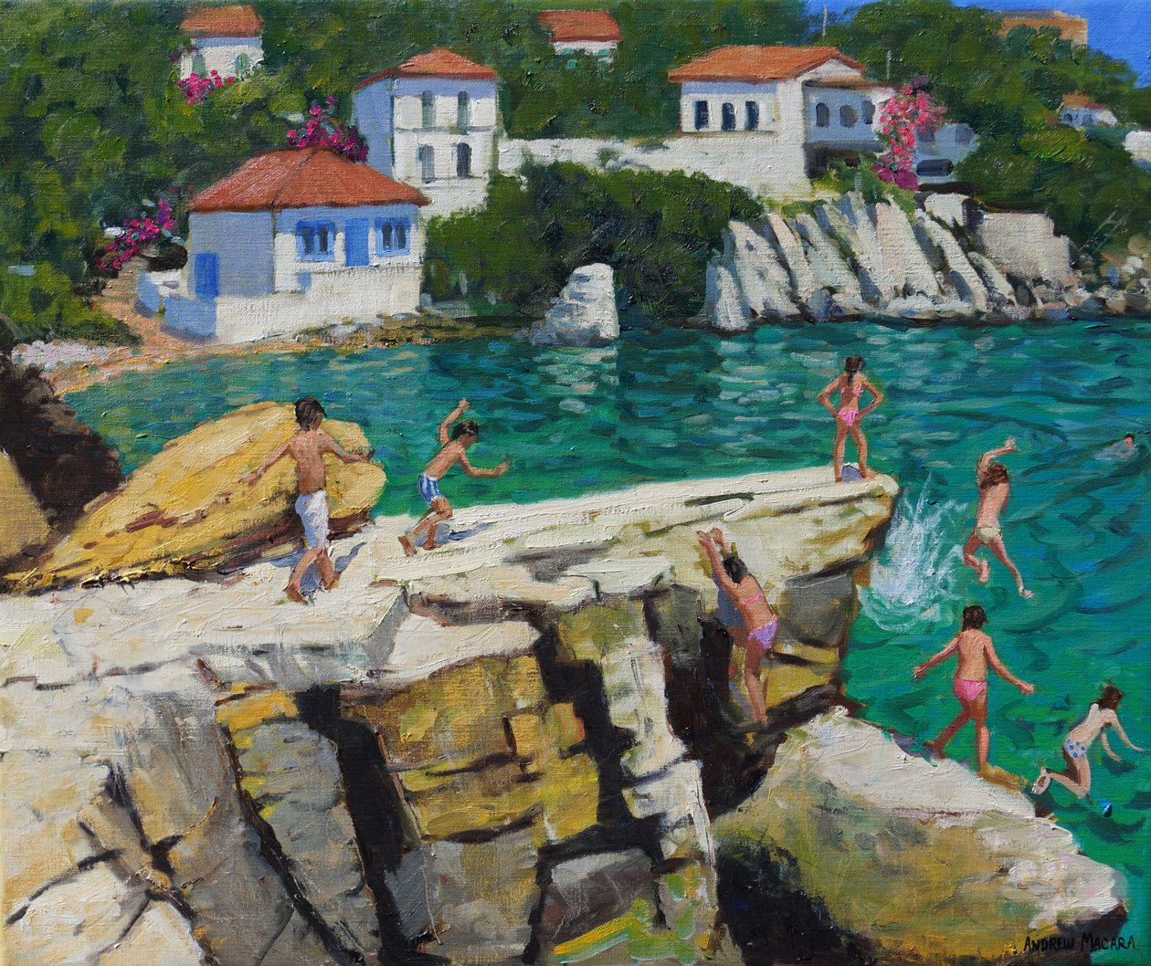 Skoki do morza, Talerze, Skiathos, 2015, autorstwa Andrew Macara