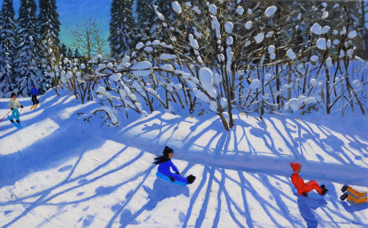 Jazda na sankach i na nartach szlakiem Morzine, autorstwa Andrew Macara