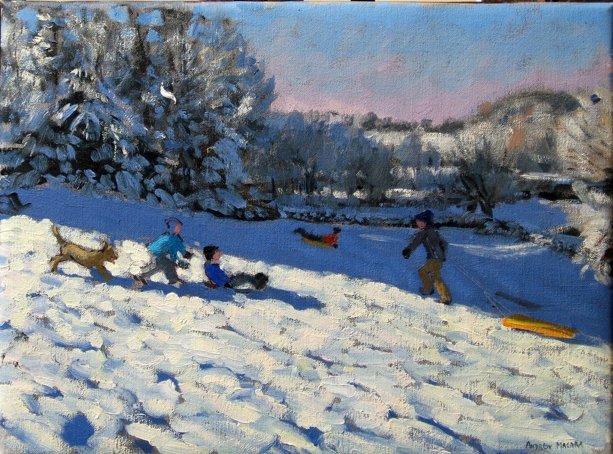 Jazda na sankach w pobliżu Youlgreave, Derbyshire autorstwa Andrew Macara