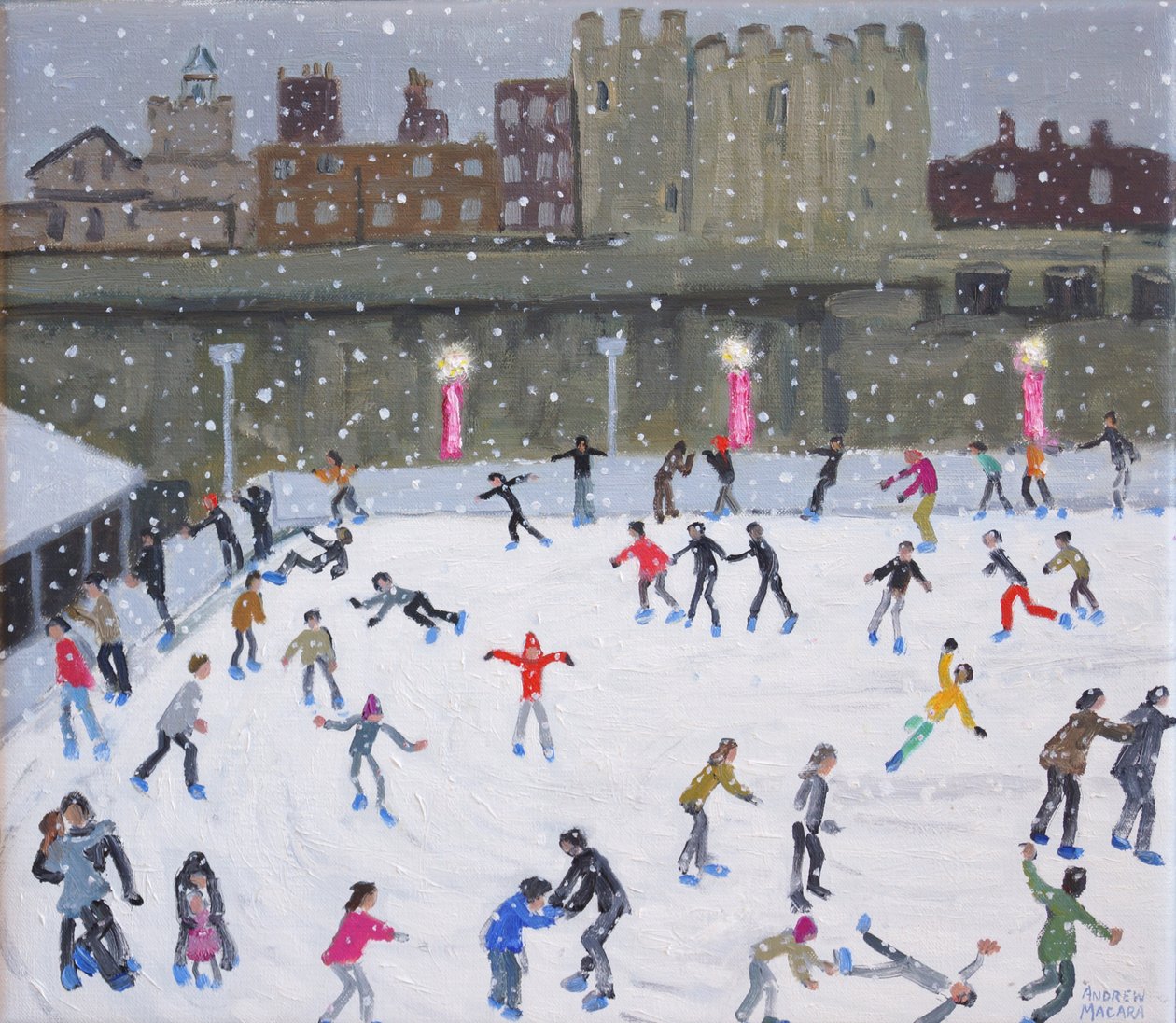 Lodowisko w Tower of London, 2015, (olej na płótnie) autorstwa Andrew Macara